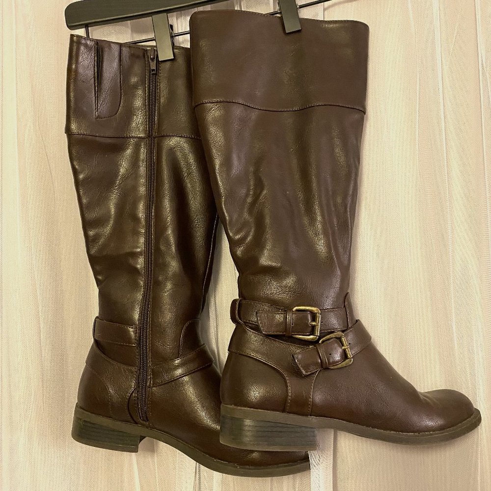 Nine West Faux Leather Brown Boots